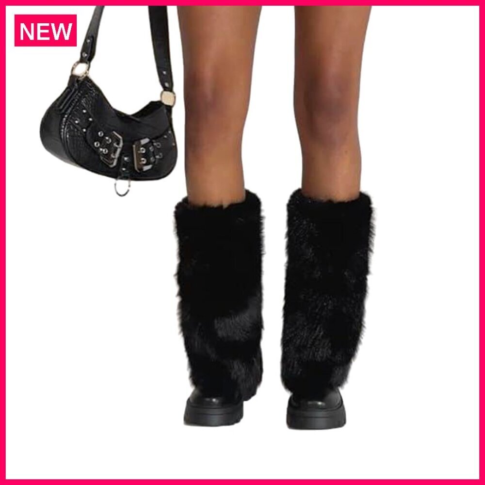 Faux Fur Leg Warmers Boot Cuffs Women Cozy 80s Dance Costume Accessories